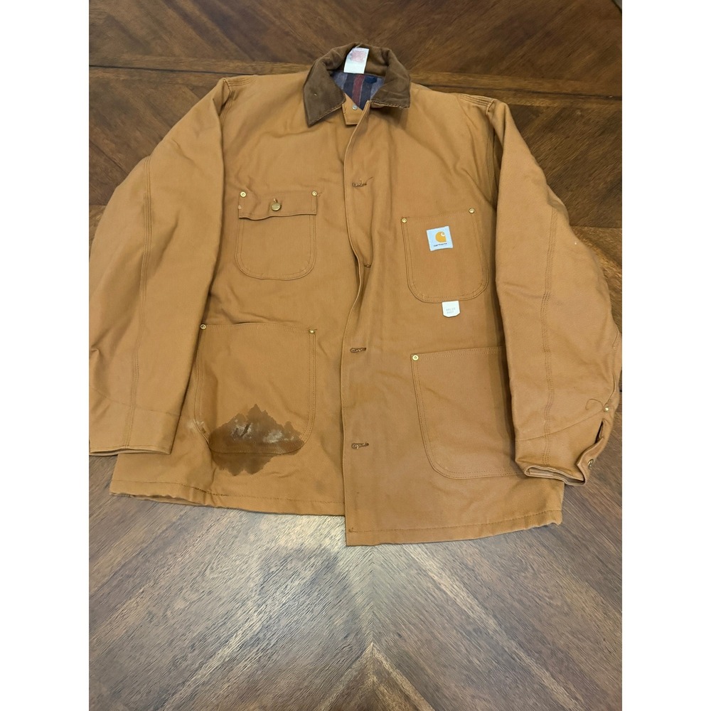 Carhartt 6BLCT Vintage Blanket Lined Chore Coat Duck Brown Mens 48T USA Made